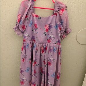 Girls' Lavender Floral Printed Dress